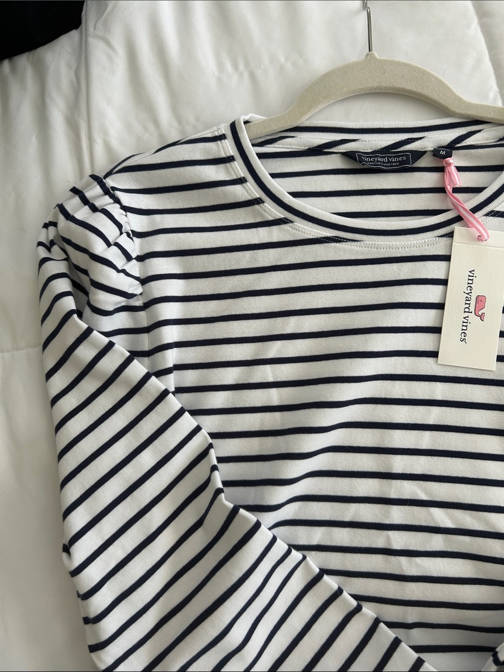 Vineyard Vines White and Navy Striped Long-Sleeve Tee - Picture 6 of 6